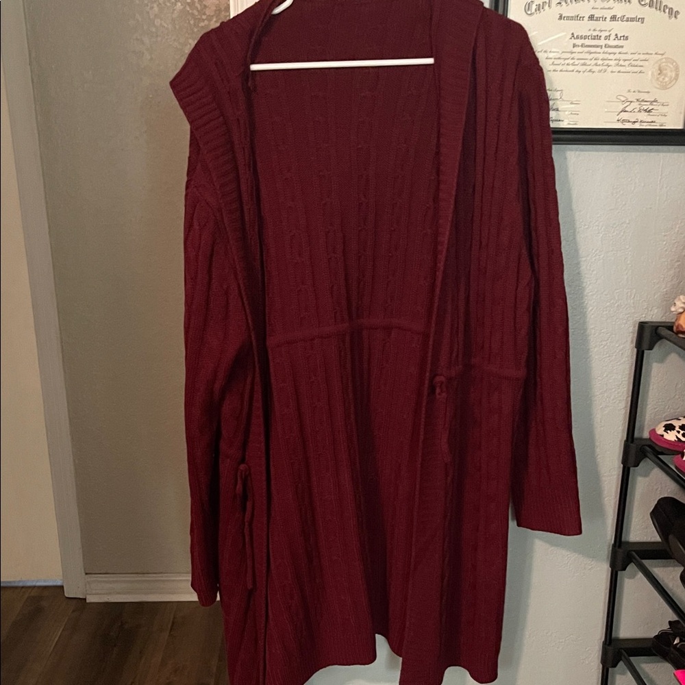 Women's Burgundy Cardigan